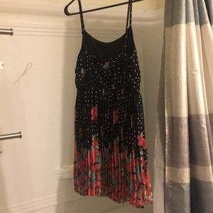 Black floral dress worn small white polka dots.